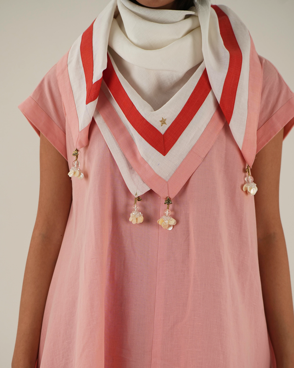 Embroidered Stole - Coral Red