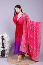 Ombre Pink Purple Kurta pant Dupatta