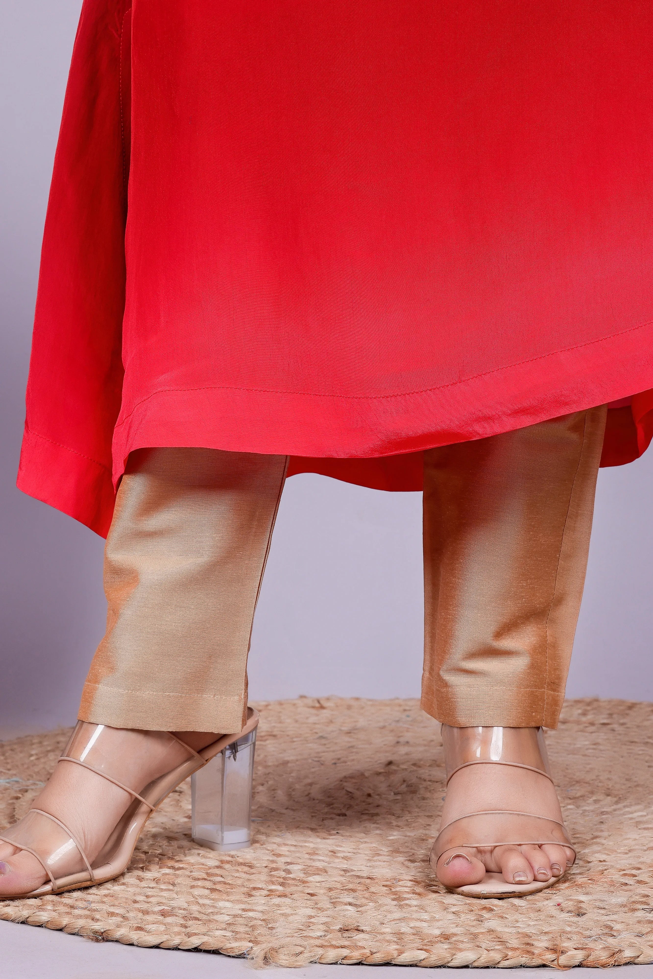 Ombre Maroon Pink Kurta-Pant with Brocade Dupatta