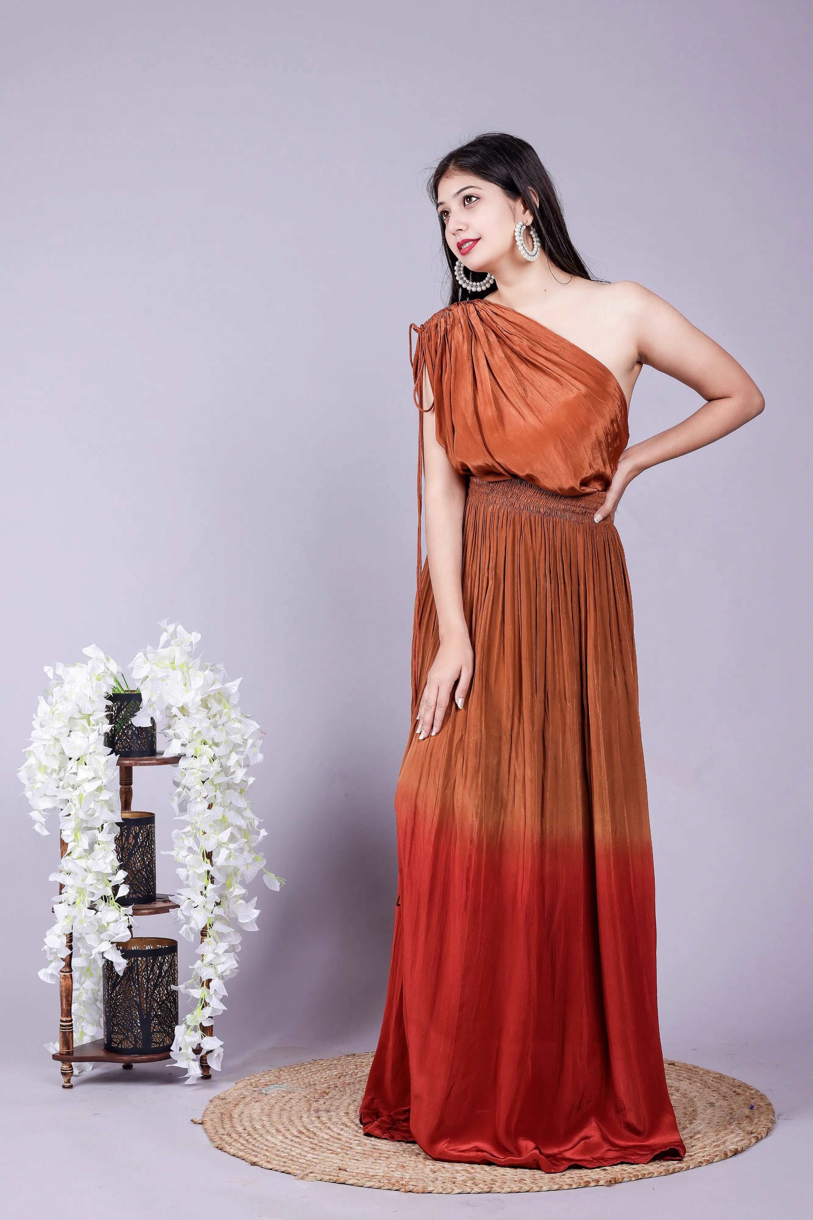 One shoulder kaftan dress