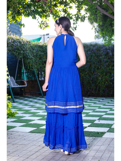 Cobalt Blue Peplum sharara set