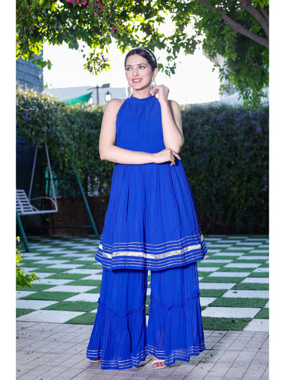 Cobalt Blue Peplum sharara set