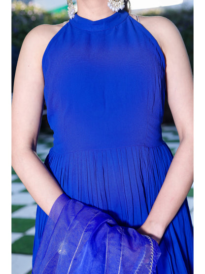 Cobalt Blue Peplum sharara set