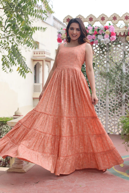 Peach golden Gown Dress
