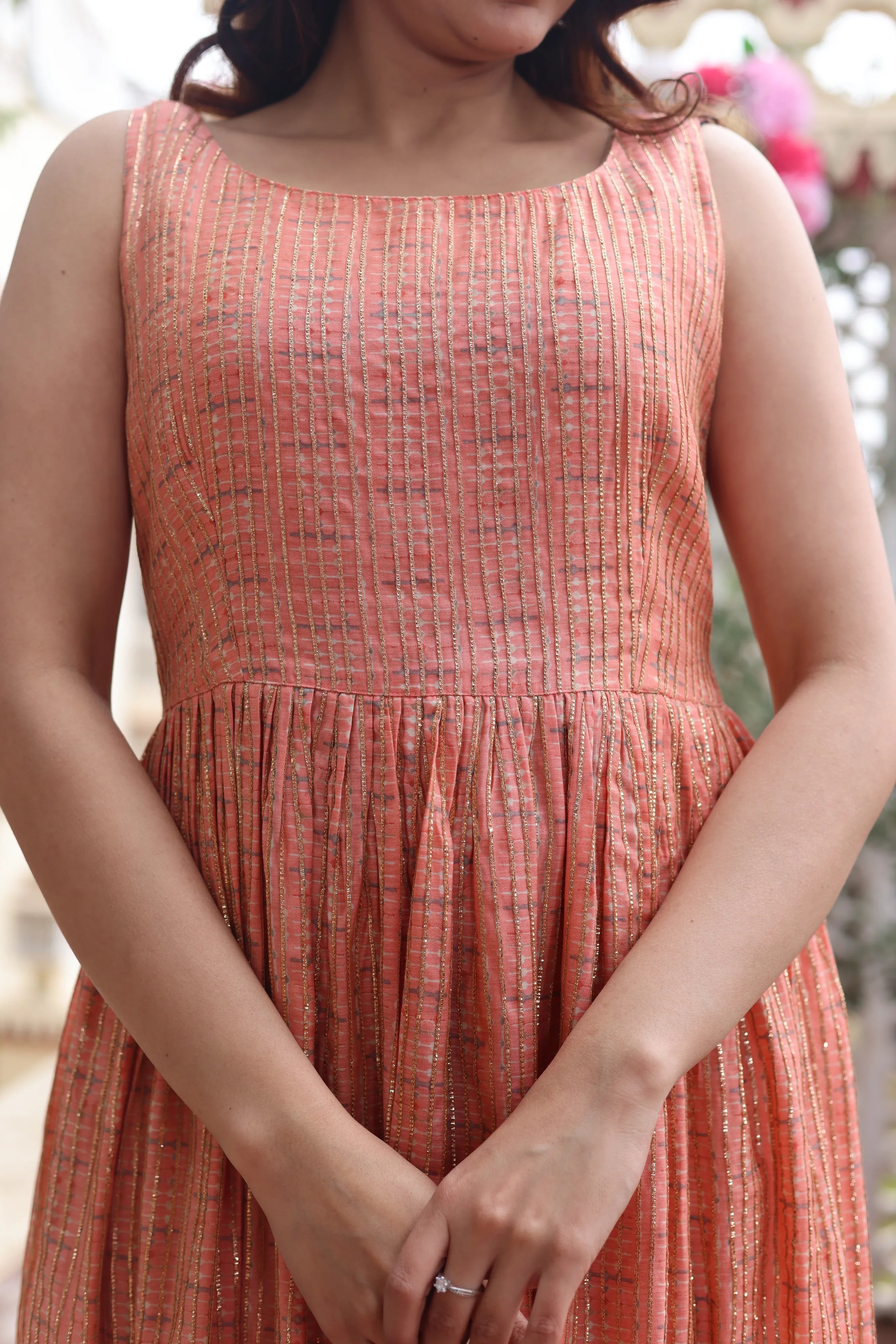 Peach golden Gown Dress