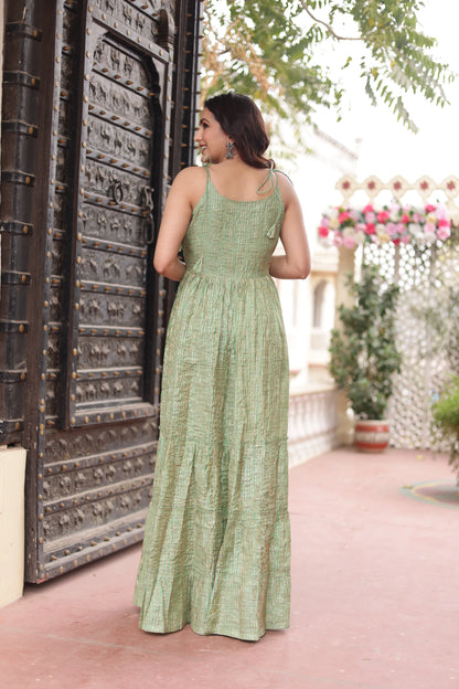 Pista Green Spaghetti full length dress