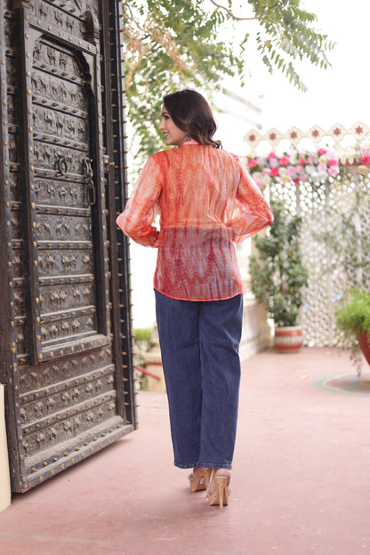 Orange tie-dye top