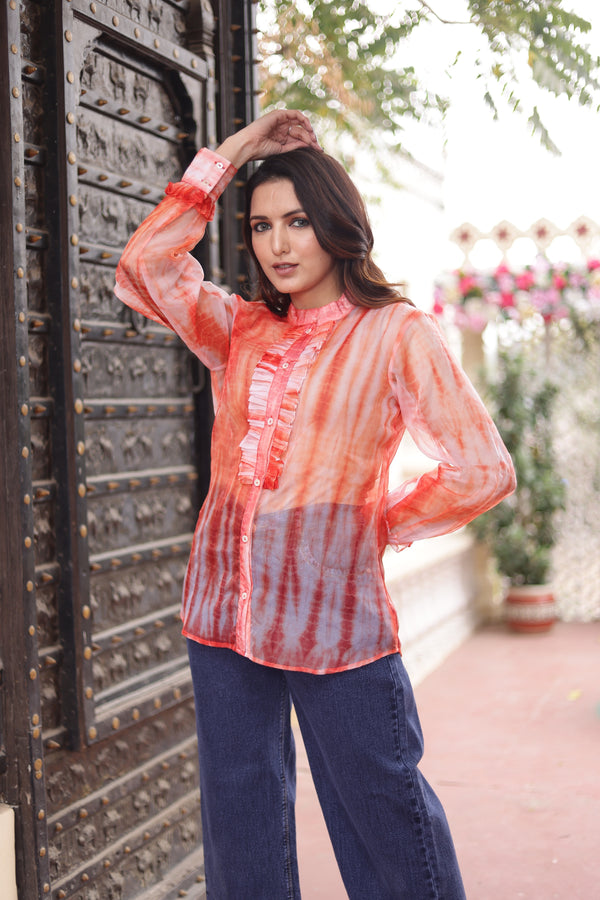 Orange tie-dye top