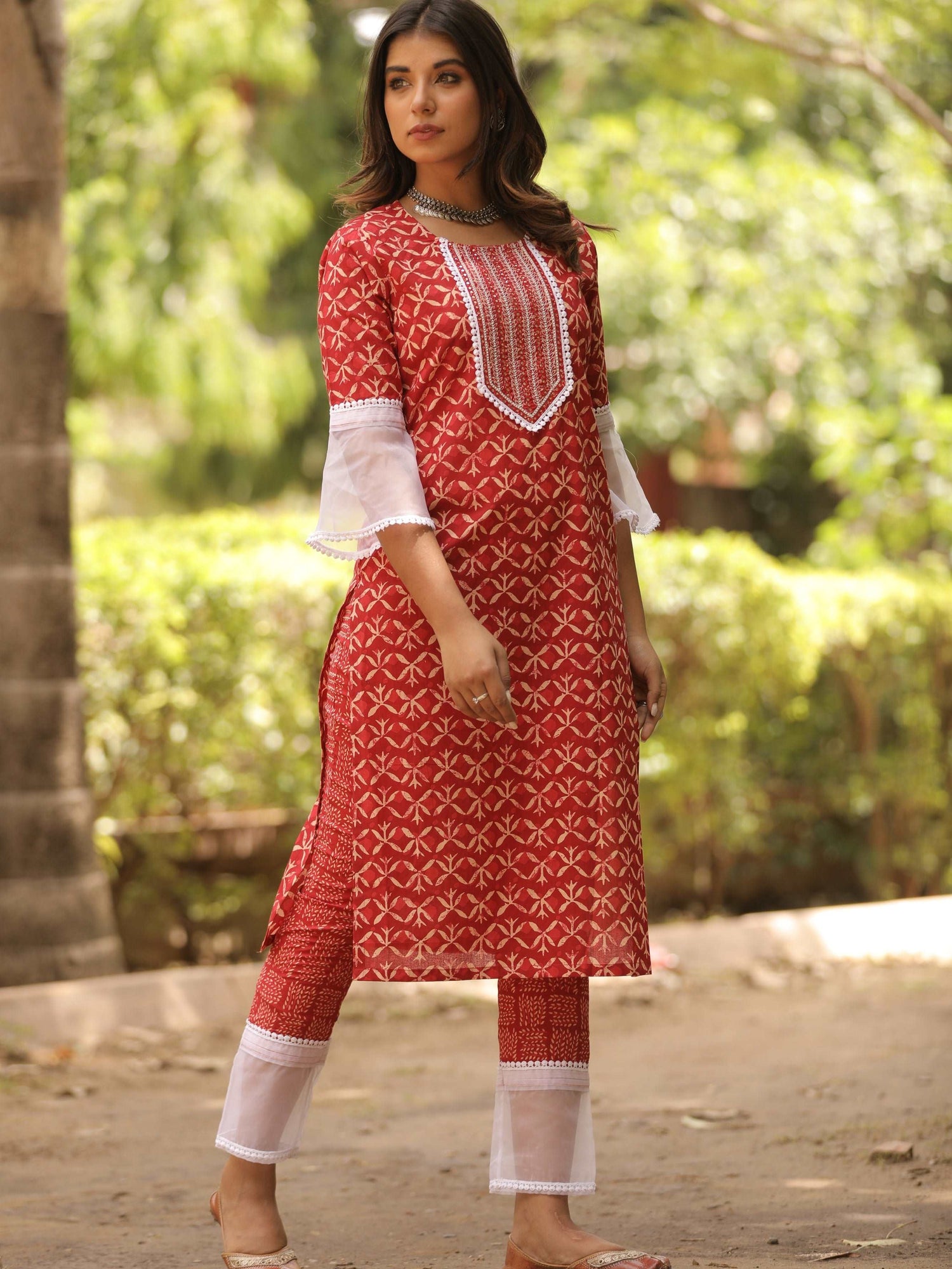 Red Cotton Kurta Pant