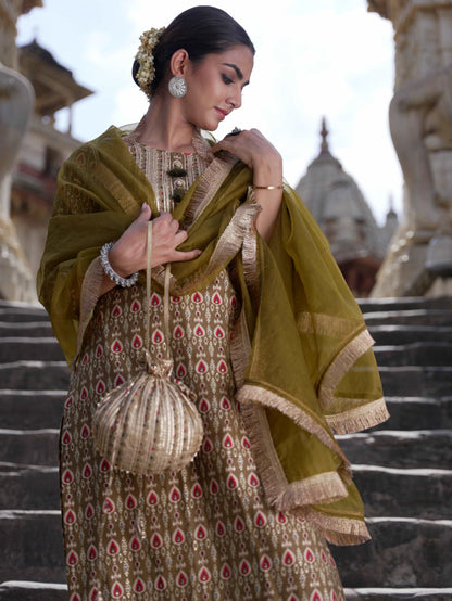 Kurta Churidar & dupatta with potli bag
